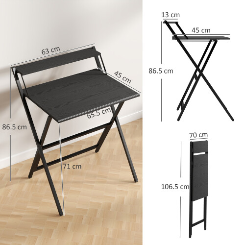 Homcom HOMCOM 70 cm Folding Computer Desk for Small Spaces Bedroom, Black 2