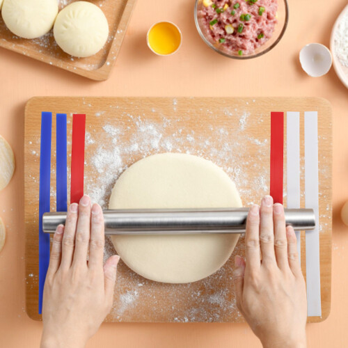 Silicone Measuring Dough Thickness Strips 38cm,Rolling Pin Spacers Sticks for Baking, Pizza, 3 Size Dough Rolling Strips 2