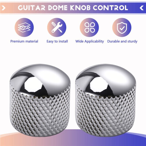 4x Guitar Dome Control Knobs for  Tele Replacement, Silver 1