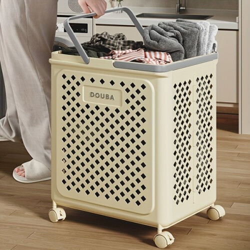 1 pc. Large Folding Laundry Trolley - Ceramic White 2