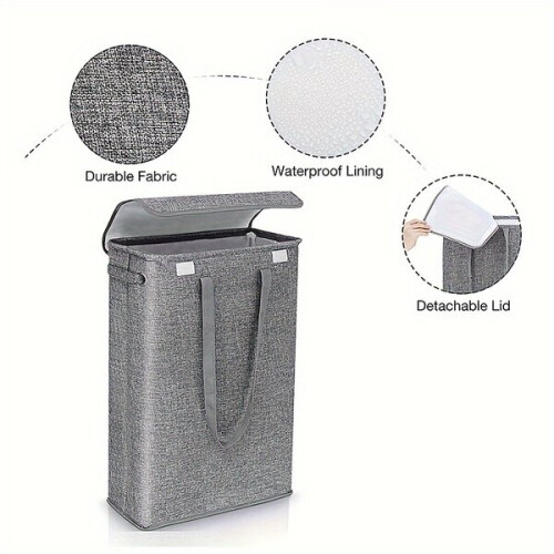 Large laundry bin with lid and handles. 1