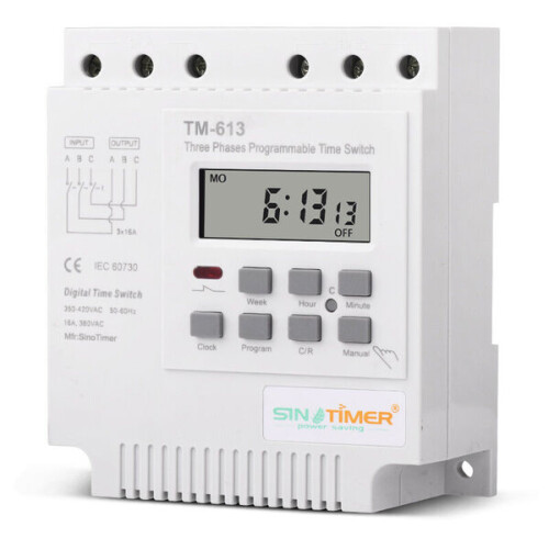 TM-613 προγραμματιζόμενο χρονοδιακόπτη 380V/50-60Hz 16A εβδομαδιαίο ρελέ τροφοδοσίας 1