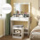 Costway 80 cm Makeup Vanity Desk Set with LED Bulbs Mirror And Stool 5