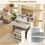 Costway 80 cm Makeup Vanity Desk Set with LED Bulbs Mirror And Stool 8