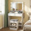 Costway 80 cm Makeup Vanity Desk Set with LED Bulbs Mirror And Stool 11