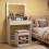 Costway 80 cm Makeup Vanity Desk Set with LED Bulbs Mirror And Stool 12