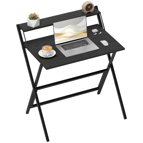 Homcom (Black) HOMCOM 81.5 cm Folding Computer Desk for Small Spaces Bedroom 1