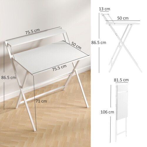 Homcom (White) HOMCOM 81.5 cm Folding Computer Desk for Small Spaces Bedroom 2