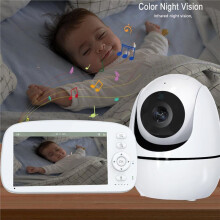 5-Zoll-HD-Babyphone mit 2,4-GHz-FHSS-Technologie, 5000-MAh-Akku, 35 Stunden Akkulaufzeit, Temperaturwarnung, EU-Stecker