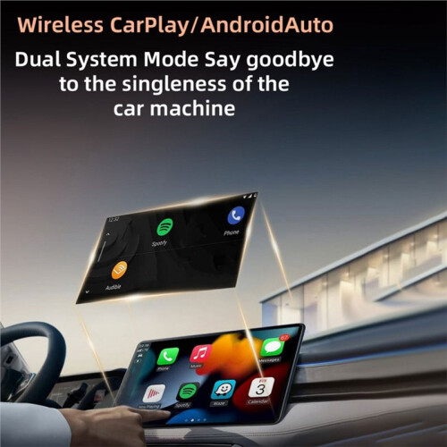 Caixa Inteligente 4 em 1 com CarPlay Sem Fio e IA, Compatível com CarPlay/Mirrorcast, Android Auto e AirPlay, com Dongle USB para Sistemas 1