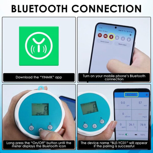 Waterkwaliteitstester 6-in-1, pH- en chloormeter met Bluetooth 2