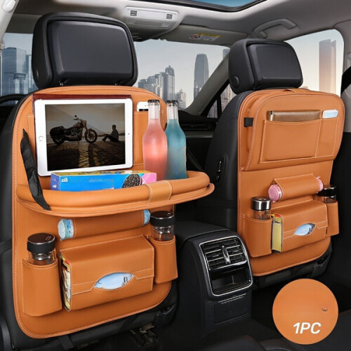 Multifunktionale Autositztasche aus Leder mit Tisch 1