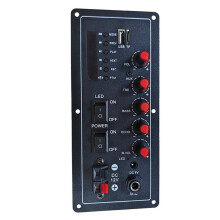 Carte D'Amplificateur Audio Double Canal 15 W + 15 W avec Prise en Charge USB, Radio, Double Microphone et pour Haut-Parleur Subwoofer