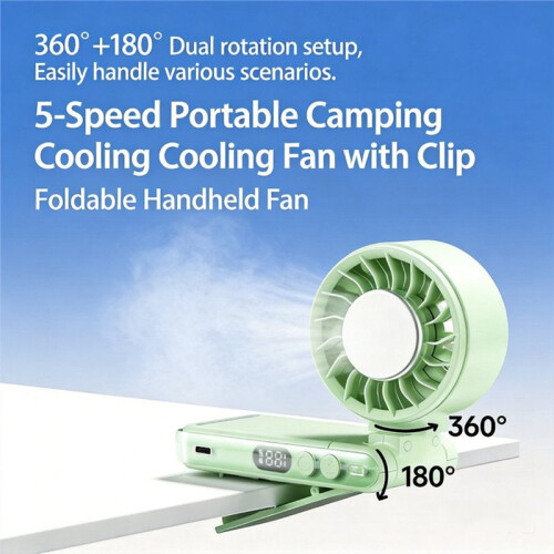 Portable Handheld Cooling Fan Semiconductor Ice Cold  Fan Rechargeable 3000mAh Foldable Digital Display Orange 2