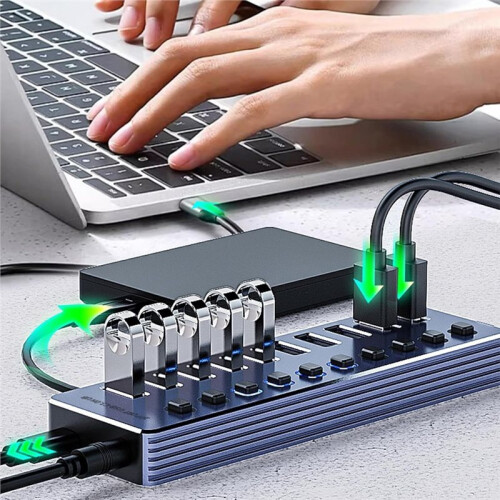 USB 3.0 Hub 7  Splitter OFF/  Power Adapter USB  Extender for Labtop Mobile Phone Tablets 2