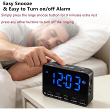 Loud Radio Alarm Clock for Heavy Sleepers Adults,Easy to Use,Bedside Digital Small Clock with Sleep Timer,FM Radio