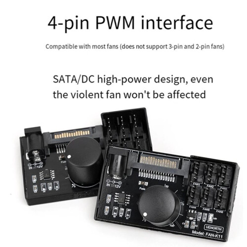 4PCS Computer Fan Speed Controller High-Power Hub Controller NAS Server Fan Speed Control PWM Speed Regulation 2
