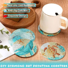 1 Set/8-Teiliges Ozean-Kunst-Untersetzer-Set, DIY-Bastelset mit Halterung, Rutschfeste Untersetzer für Erwachsene, Künstlerbedarf, Geschenkidee