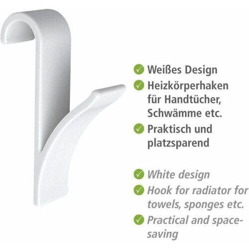 Radiatorhaak Witte plastic handdoekhouder 2