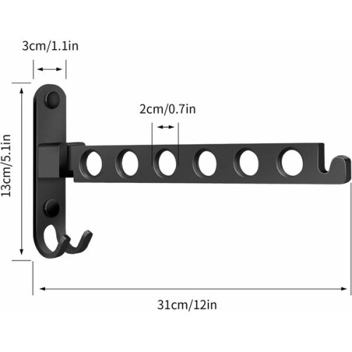 Sèche-linge mural (noir), étendoir à linge mural pliable 2