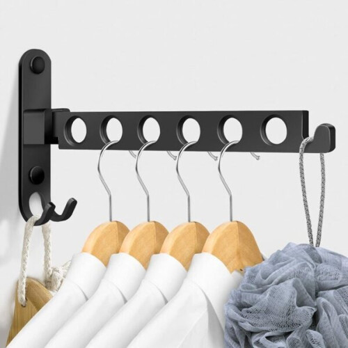 (Noir) Sèche-linge mural, étendoir à linge mural, pliable 1