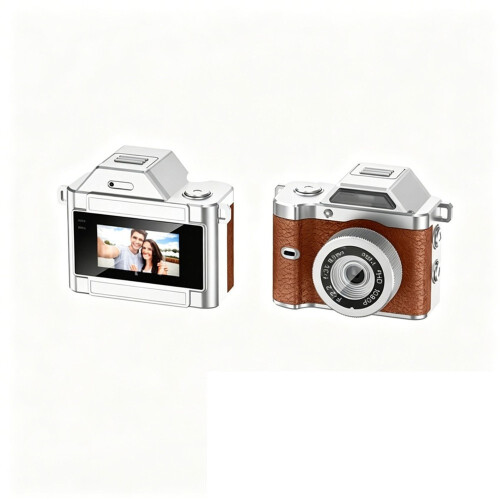 Retro  Keychain Camera Compact Thumb Pocket Digital Cam 1080P CCD Flash Magnetic Mount C:Brown 1