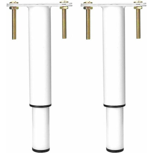 Set van 2 verstelbare bedpoten 18-33 cm wit pootrooster 2