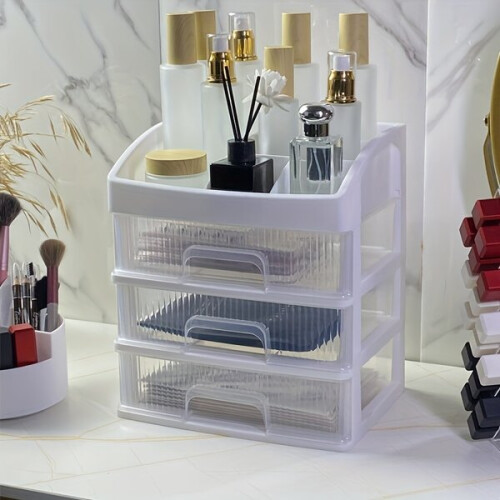 Boîte à cosmétiques multifonctionnelle transparente à tiroirs, sans odeur. 2