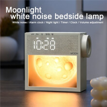 Moon Night Light Clock with White Noise, Touch Control Digital Alarm, 10 Soothing Sounds Bedroom Ambience Sleep Helper