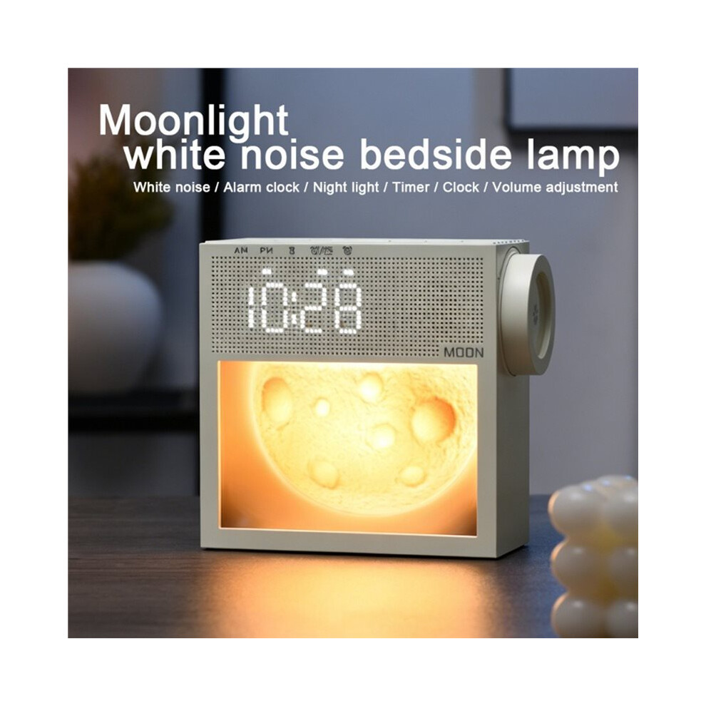 Moon Night Clock With Noise, Touch Control Digital Alarm, 10 Soothing Sounds Bedroom Ambience Sleep Helper Light/White 4711130145498