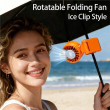 Portable Handheld Cooling Fan Semiconductor Ice Cold Fan Rechargeable 3000mAh Foldable Digital Display Green