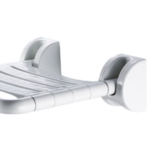 Wall-mounted folding shower seat with non-slip surface, space-saving 1
