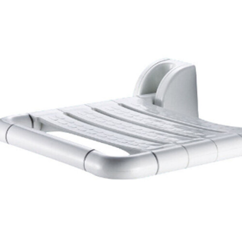 Wall-mounted folding shower seat with non-slip surface, space-saving 2