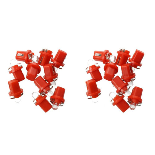 20 Pcs LED Counter Dashboard B8 Bulb - 5 D T5 with Support Auto Self-lighting Red