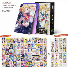 (B) 92pcs Sailor Moon Lomo Cards Photocard Double Sided Tsukino Usagi Stickers Anime Print Album Photo Card Collection Postcard Gift