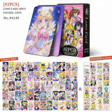 (A) 92pcs Sailor Moon Lomo Cards Photocard Double Sided Tsukino Usagi Stickers Anime Print Album Photo Card Collection Postcard Gift