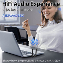 USB 6.0-Adapter BLE/EDR USB-Audio-Ontvanger/Zender 3 Mbps AAC/SBC met Dubbele Antennes voor Win 8.1/10/11