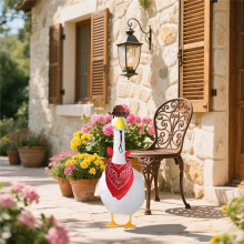 Western-Cowboy-Veranda-Gans-Outfits, Zementgans-Kostüm mit Hut, Bandana, Schal, Gartendeko für 23 Zoll und 17 Zoll Große Rasenstatuen