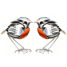 2Pcs Sheremart Hopewings Bird Robins Scrap Metal Art Sculpture Garden Decor