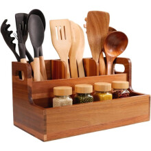 Wooden Kitchen Utensil Holder Organizer for Counter or Countertop