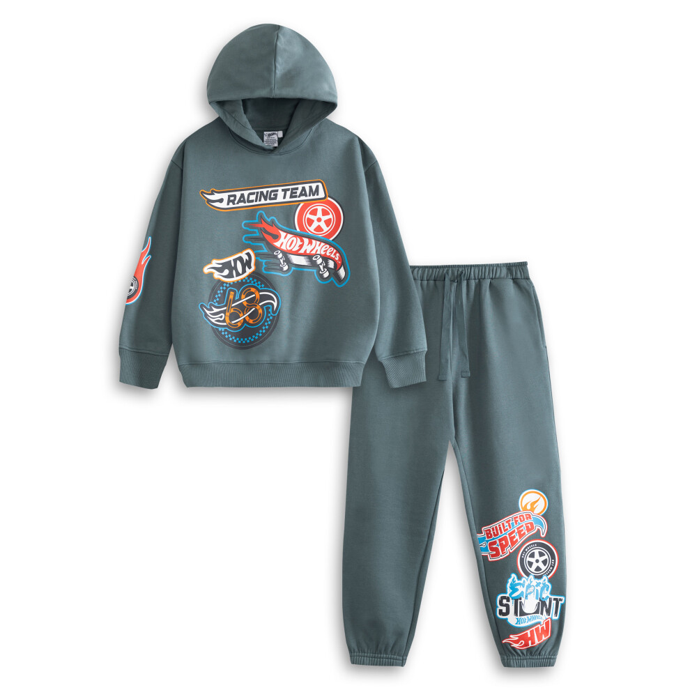 Hot Wheels (11-12 Years) Hoodie And Joggers Set (Boys ) Grey