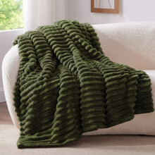 BEDELITE Cuddly Fluffy Blanket Small Soft Flannel Blankets Olive Green 125