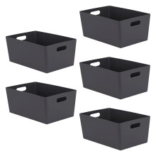 Niftii 5Pack Plastic Storage Baskets with Sturdy Handles Lightweight Durab