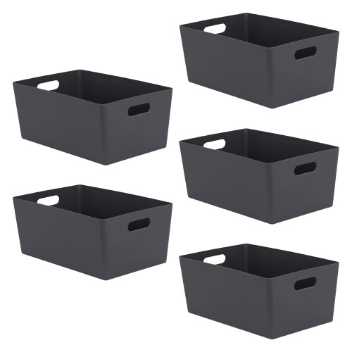 Niftii 5Pack Plastic Storage Baskets with Sturdy Handles Lightweight  Durab
