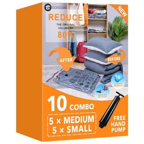 Vacuum Storage Bags 5 x Medium 5 x Small Space Saver Sealer Compression Bag