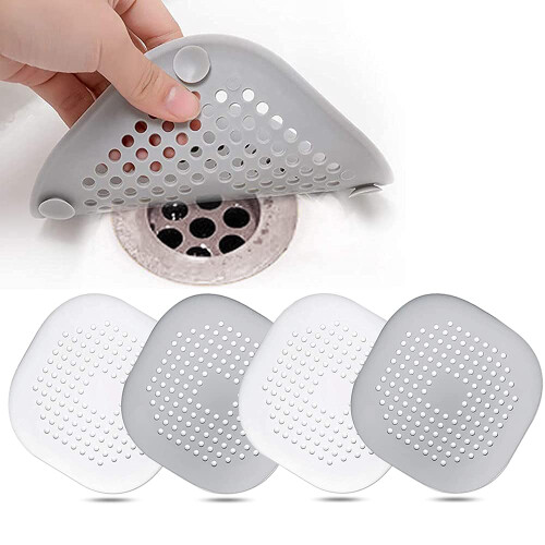4 Pcs Silicone Drain Protector with Sucker Sink Strainer Protector Shower D