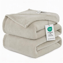 WAVVE Microfibre Flannel Fleece Blanket Sofa Throw 230 x 270 cm White Doubl