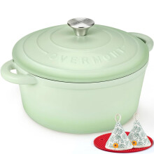 Overmont 26cm/5.2L Enamelled Cast Iron Round Casserole Pot With Lid