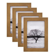 EGOFINE 10x10 Photo Frames Light Brown Set of 4 Made of Solid Wood for Phot