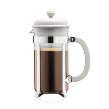 Bodum French Press Caffettiera White  1L  8 Cup Coffee Maker  Durable Glass